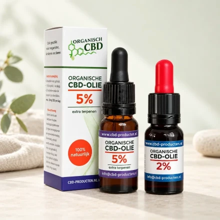 Flesje organische CBD olie met doosje en pipet